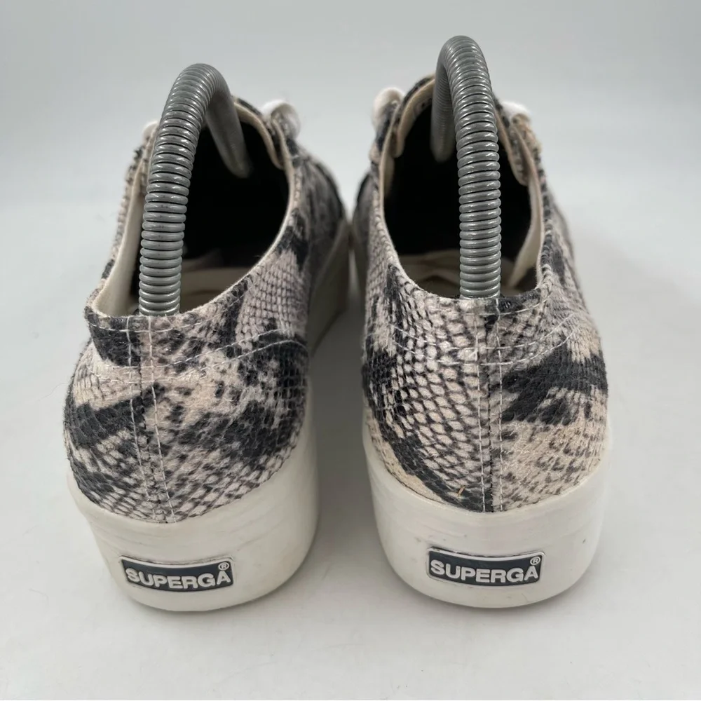 Superga Women’s 2790- Size 8.5 -Platform Snakeprint Lace-Up Fabric Sneaker Shoes
